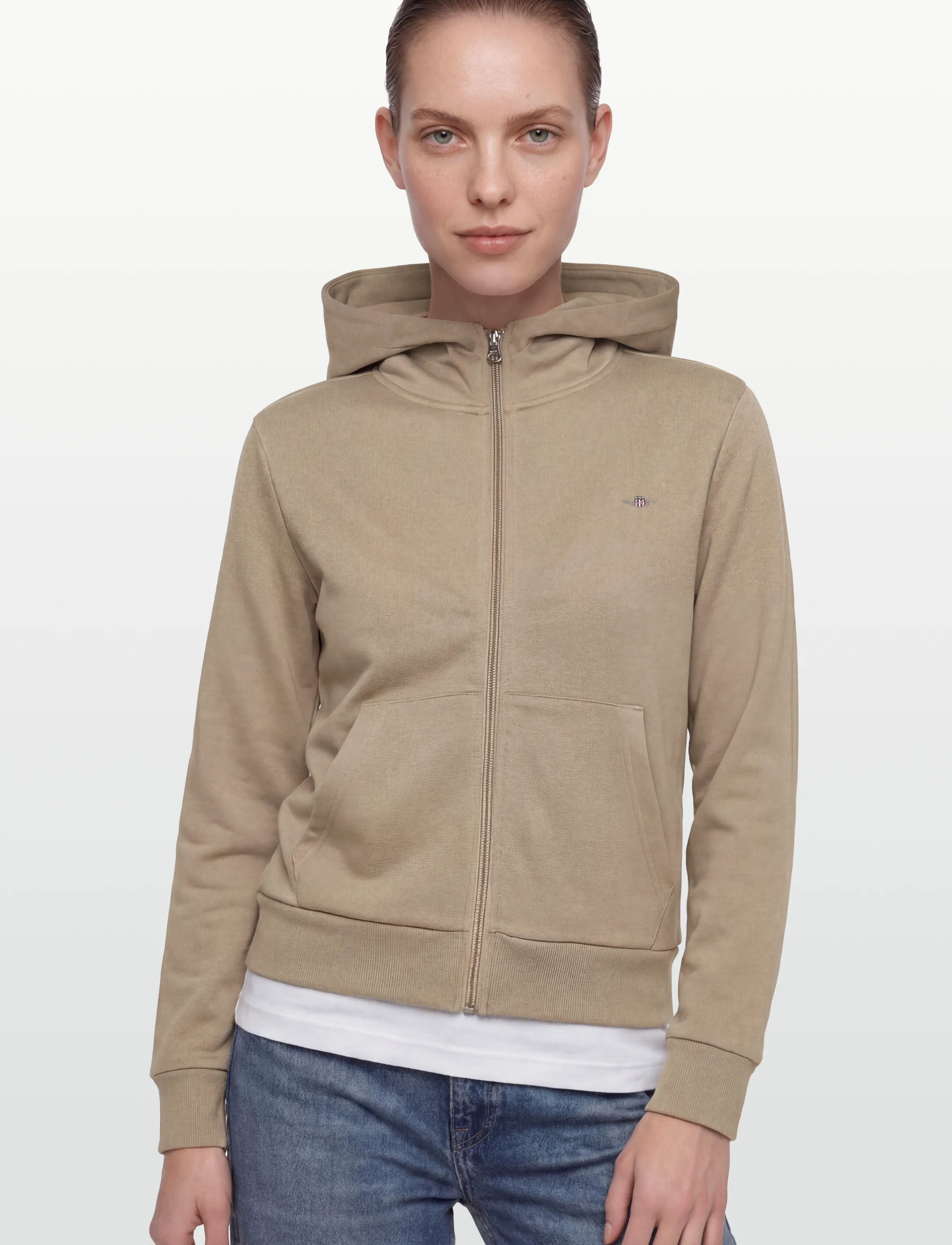 Gant - REG SHIELD LOGO ZIP HOODIE - cold beige - 3