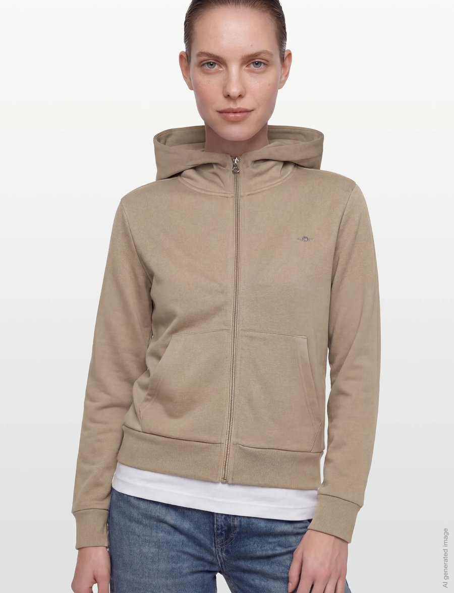 Gant - REG SHIELD LOGO ZIP HOODIE - cold beige - 3