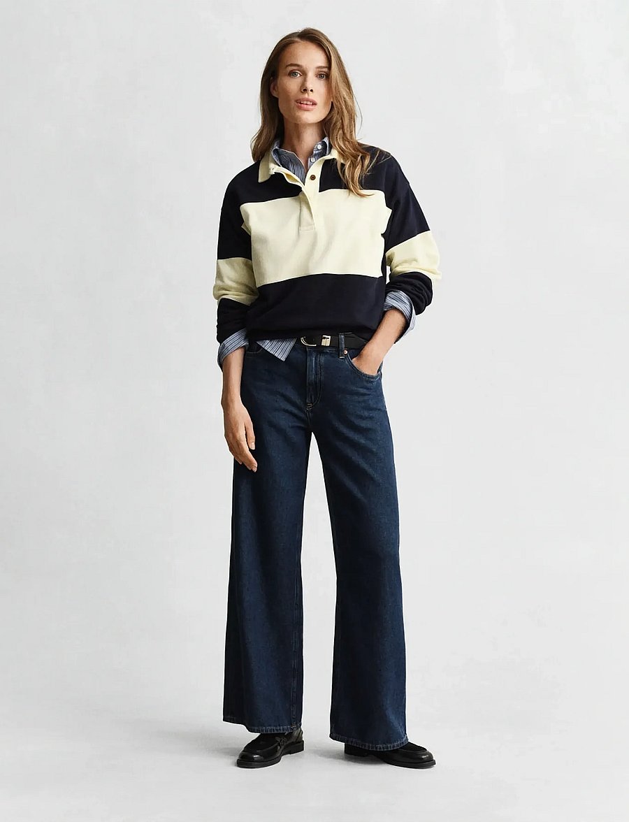 Gant - PIQUE TEXTURE COLOR BLOCK RUGGER - evening blue - 4
