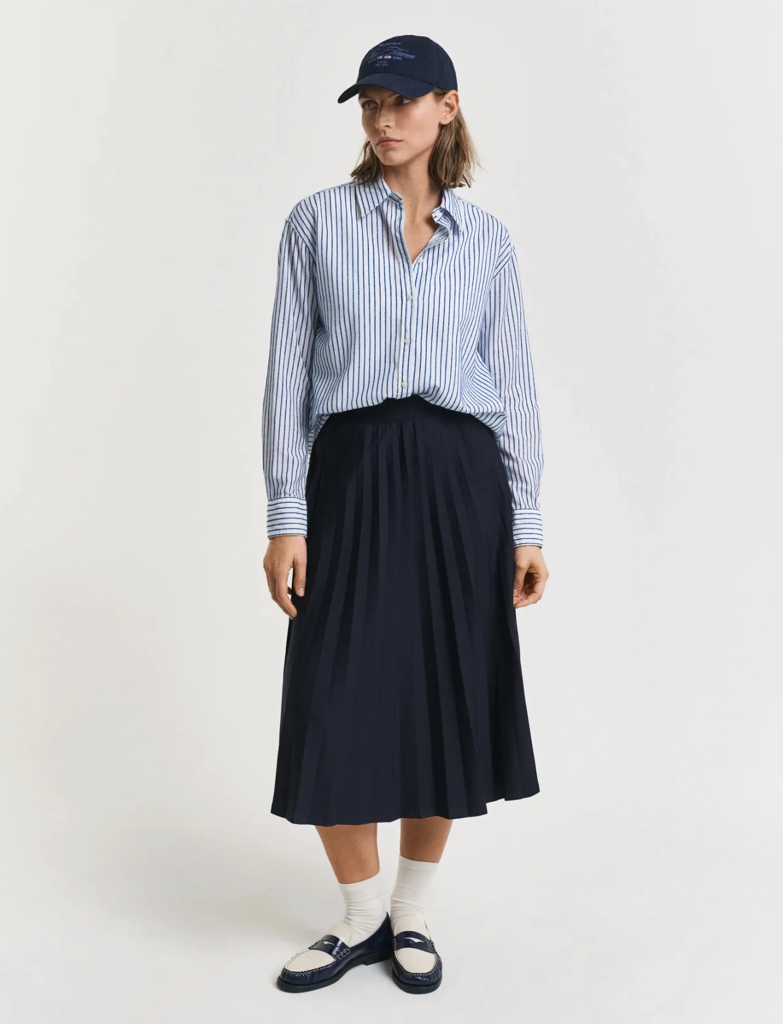GANT JERSEY PLEATED SKIRT - Faltenröcke - EVENING BLUE / navy