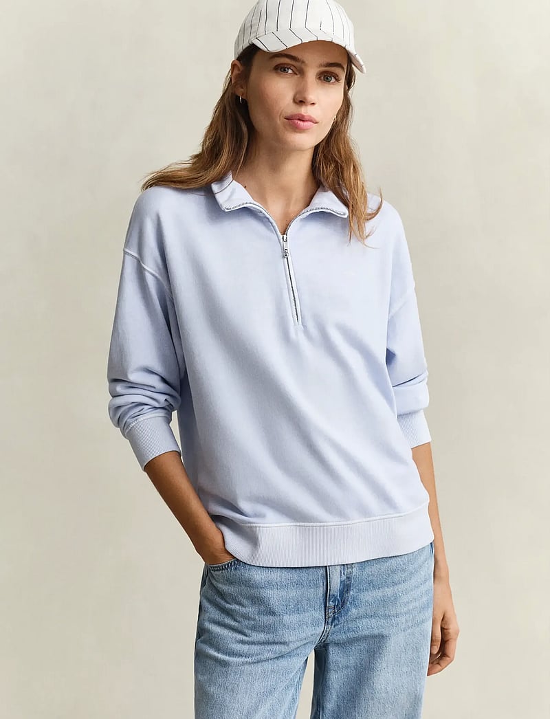 Gant - WASHED SHIELD HALF ZIP SWEAT - modetrends - light blue - 0