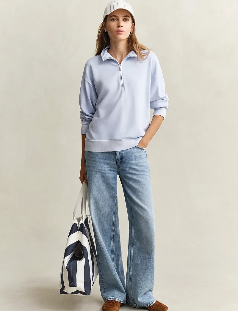 Gant - WASHED SHIELD HALF ZIP SWEAT - modetrends - light blue - 4