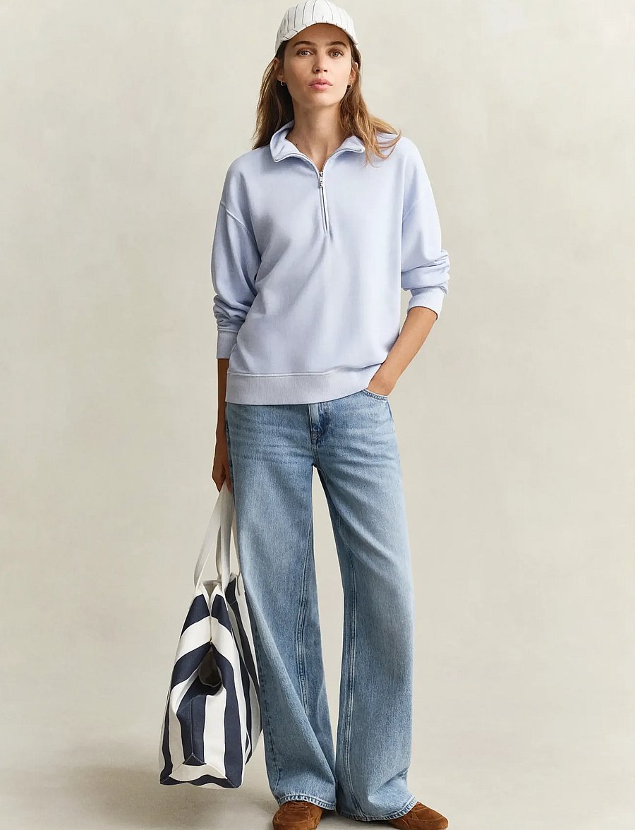 Gant - WASHED SHIELD HALF ZIP SWEAT - sweatshirts - light blue - 4