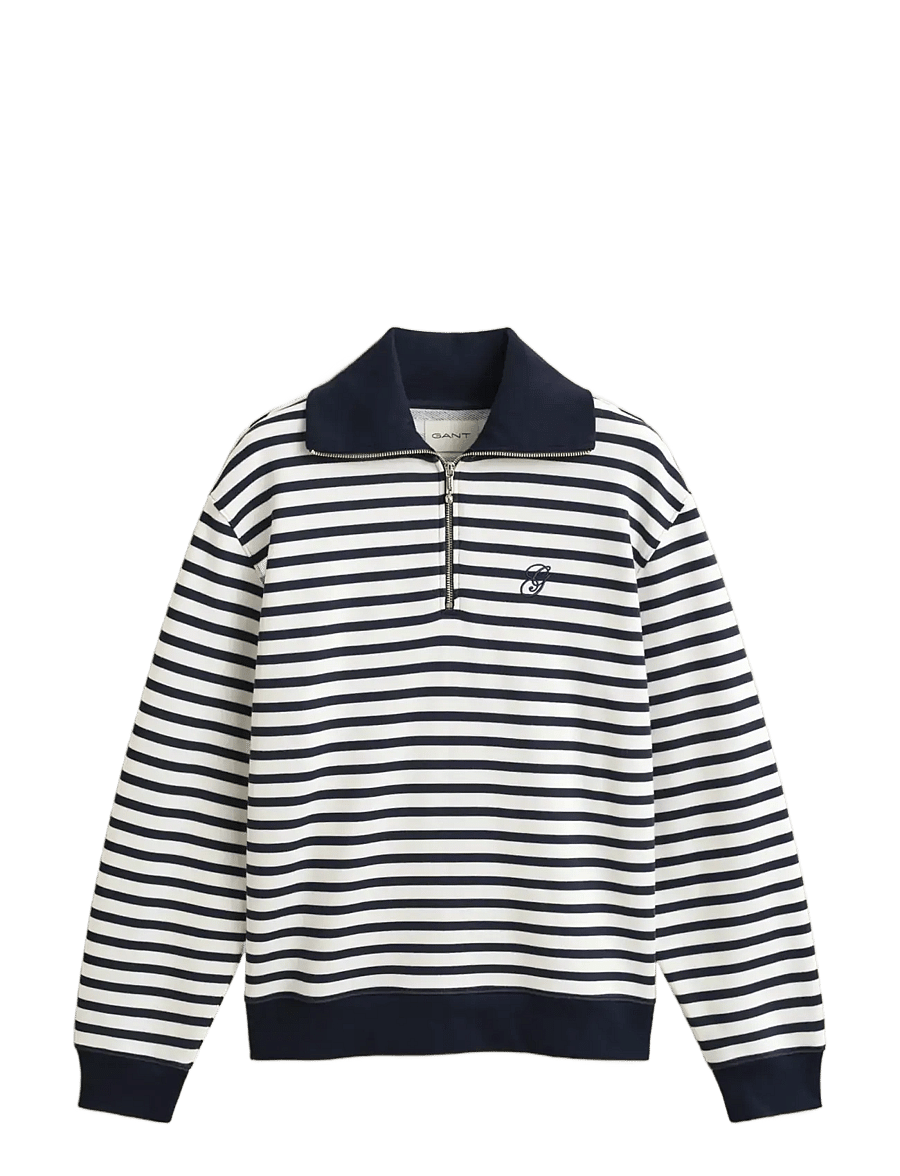 Gant - STRIPED HALF ZIP SWEAT - stickade tröjor - evening blue - 1