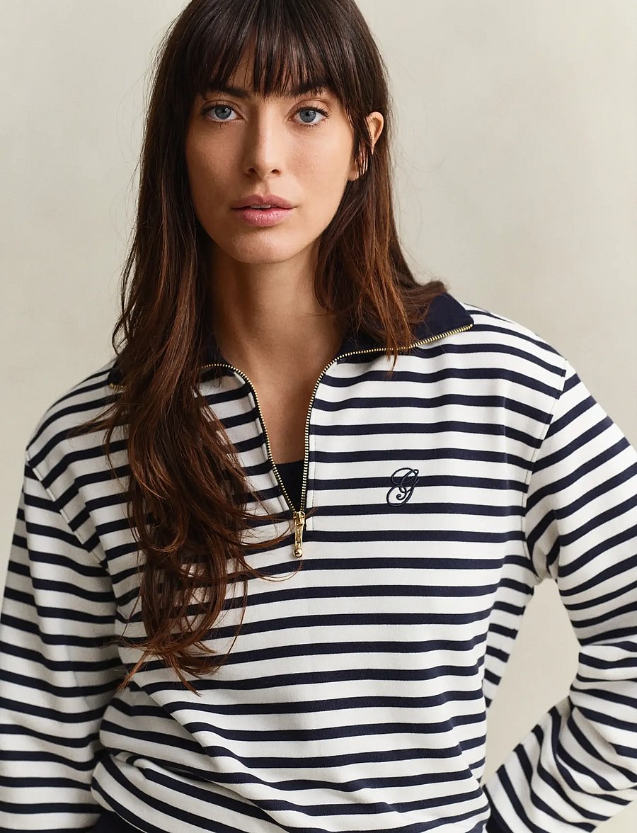 Gant - STRIPED HALF ZIP SWEAT - stickade tröjor - evening blue - 3