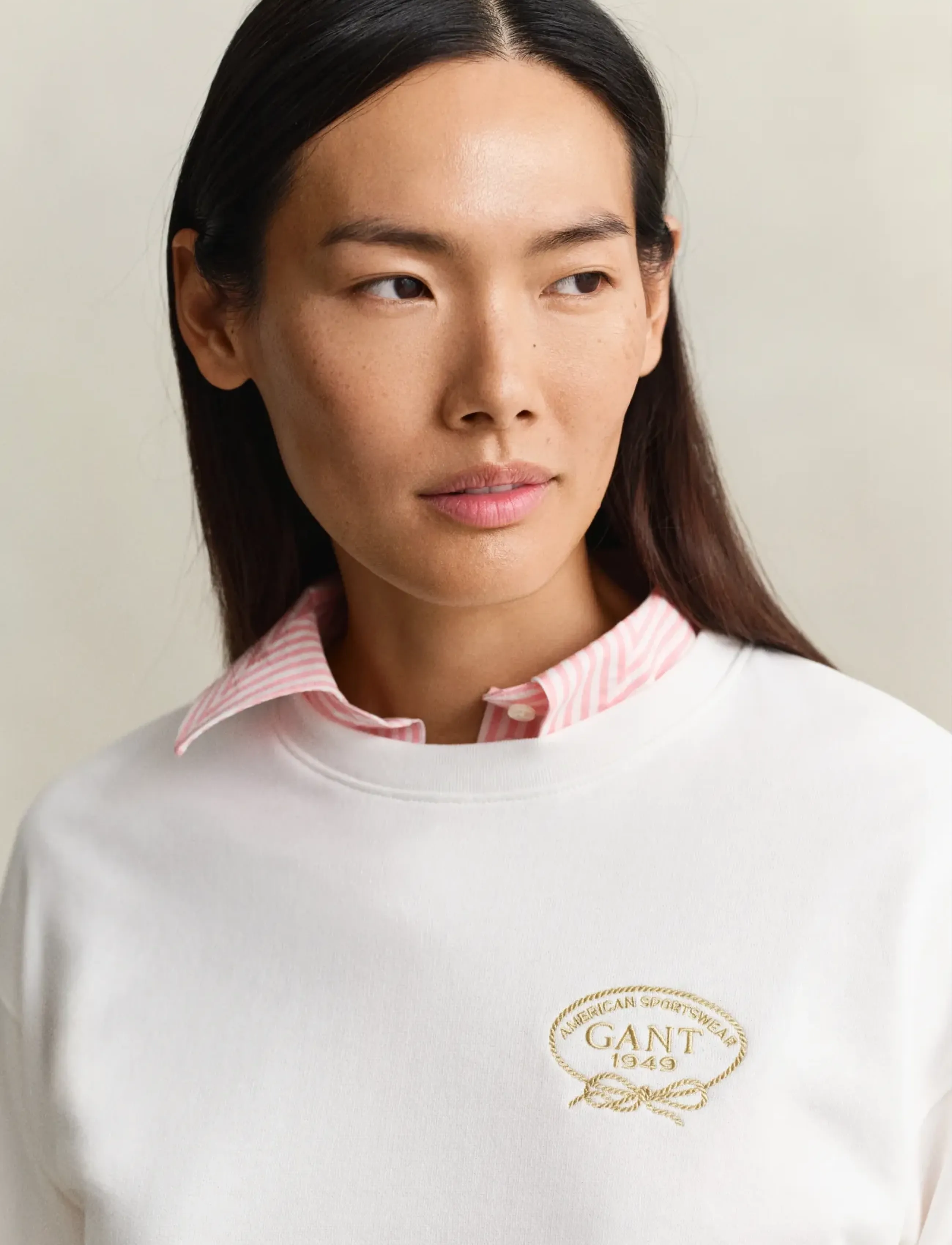 Gant - ROPE GRAPHIC C-NECK SWEAT - bluzy bez kaptura - eggshell - 3
