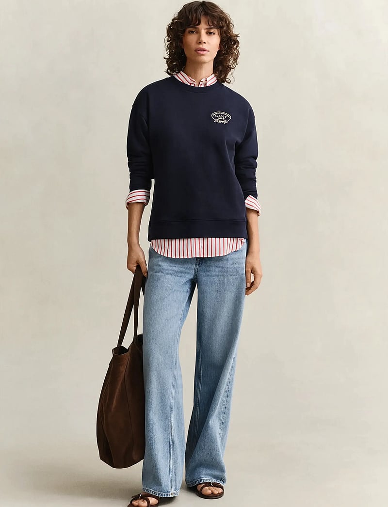 GANT - ROPE GRAPHIC C-NECK SWEAT - mode trends - evening blue - 4