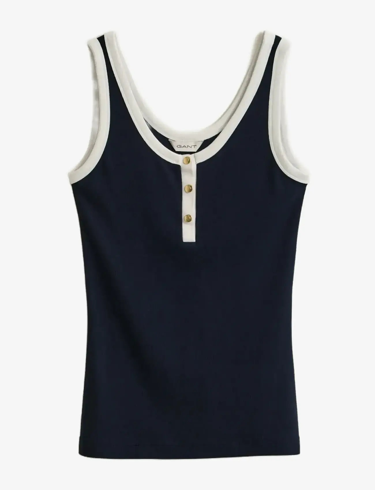 GANT - CONTRAST COLOR RIBBED TANK TOP - tanktops - evening blue - 1