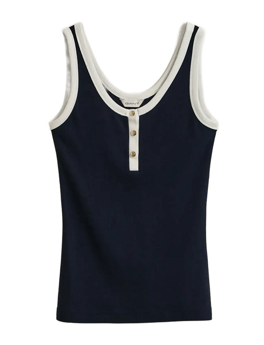 Gant - CONTRAST COLOR RIBBED TANK TOP - evening blue - 1