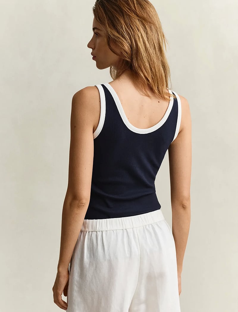 GANT - CONTRAST COLOR RIBBED TANK TOP - tanktops - evening blue - 2