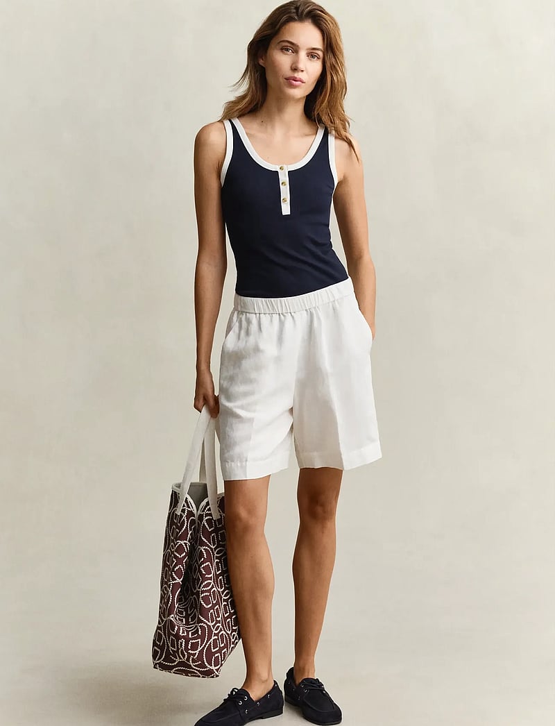 GANT - CONTRAST COLOR RIBBED TANK TOP - tanktops - evening blue - 4