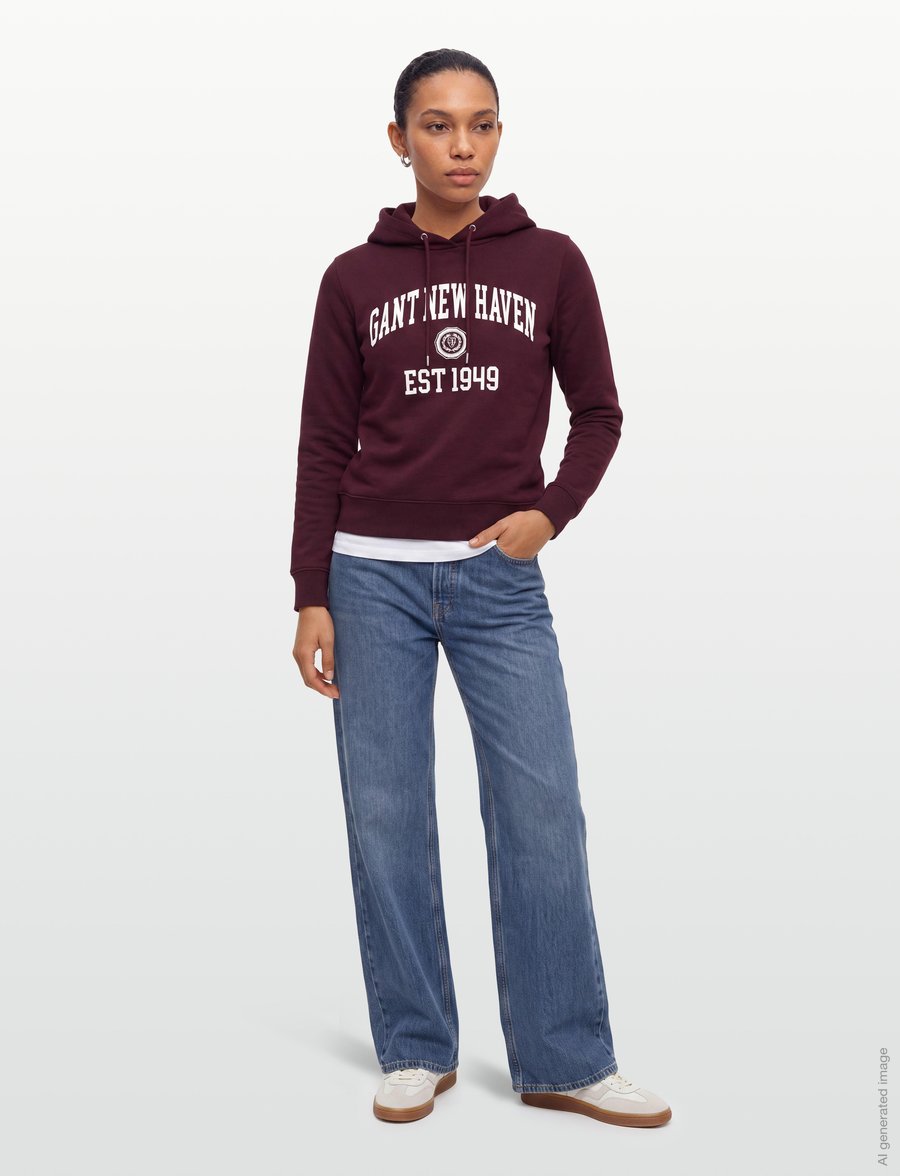 Gant - REG GRAPHIC SWEAT HOODIE - kapuutsiga pusad - darkened wine - 0