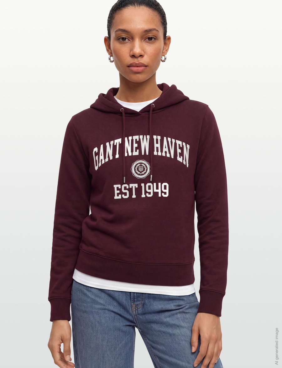 Gant - REG GRAPHIC SWEAT HOODIE - kapuutsiga pusad - darkened wine - 3