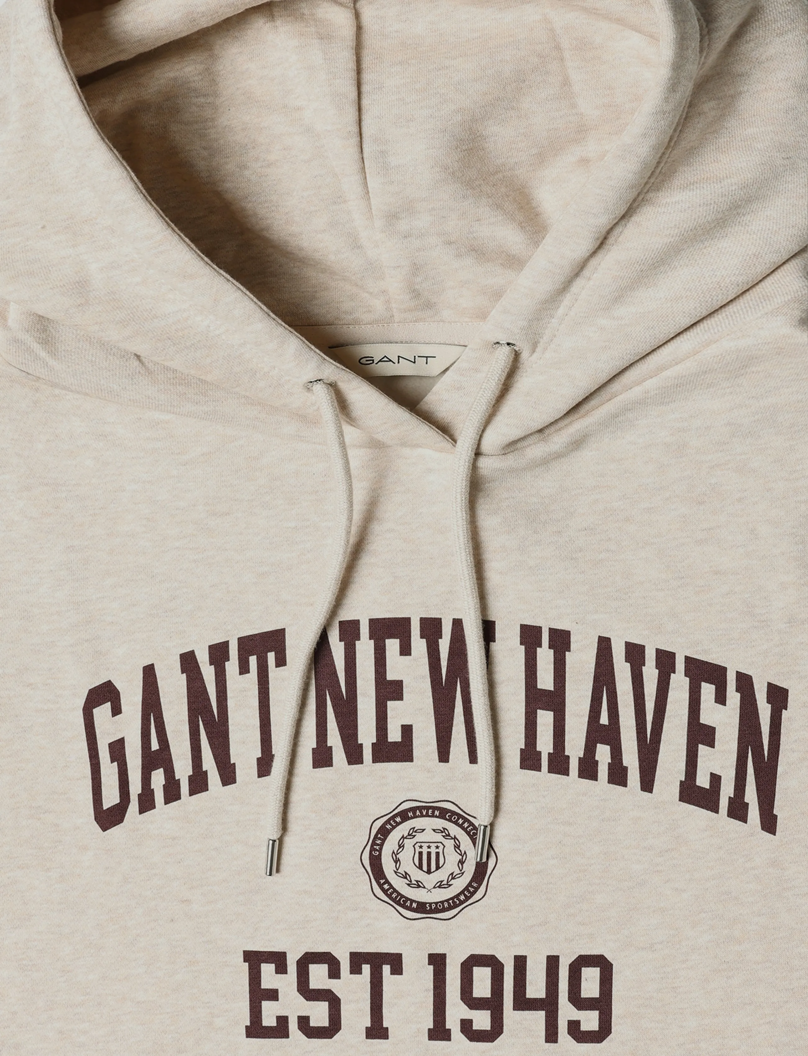 Gant - REG GRAPHIC SWEAT HOODIE - kapuzenpullover - light beige melange - 5