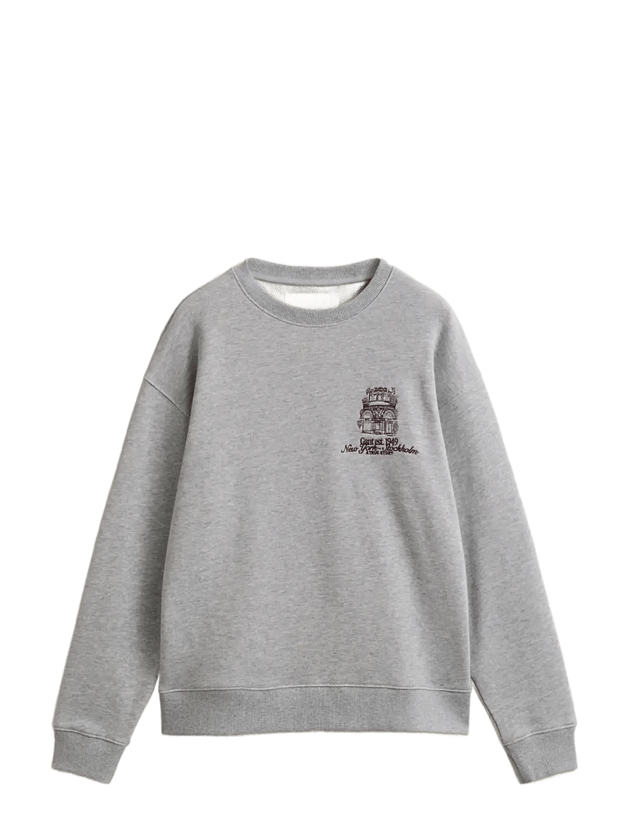 Gant - GRAPHIC C-NECK SWEAT - sweatshirts - light grey melange - 0