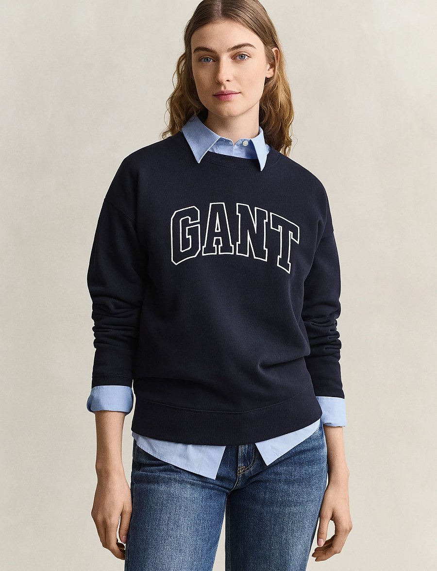 Gant - GRAPHIC C-NECK SWEAT - sweatshirts - evening blue - 0