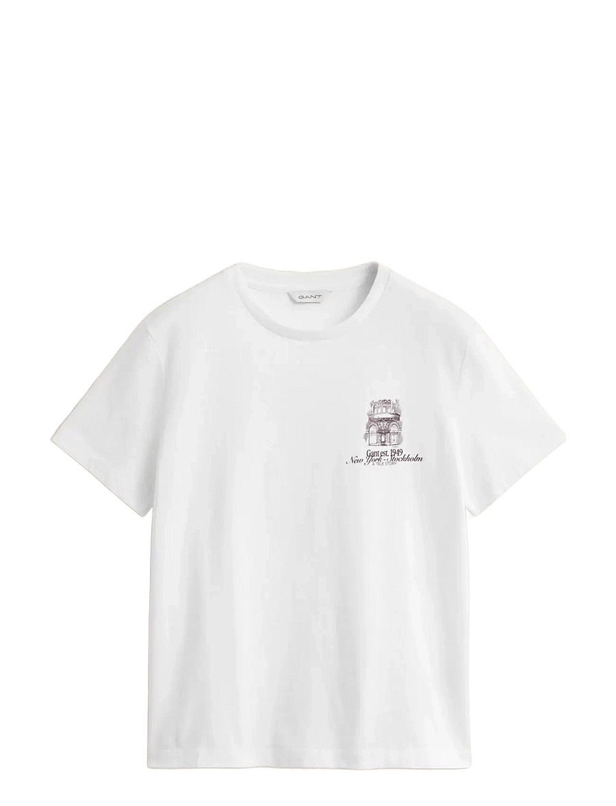 Gant - REG GRAPHIC SS T-SHIRT - t-shirts - white - 0