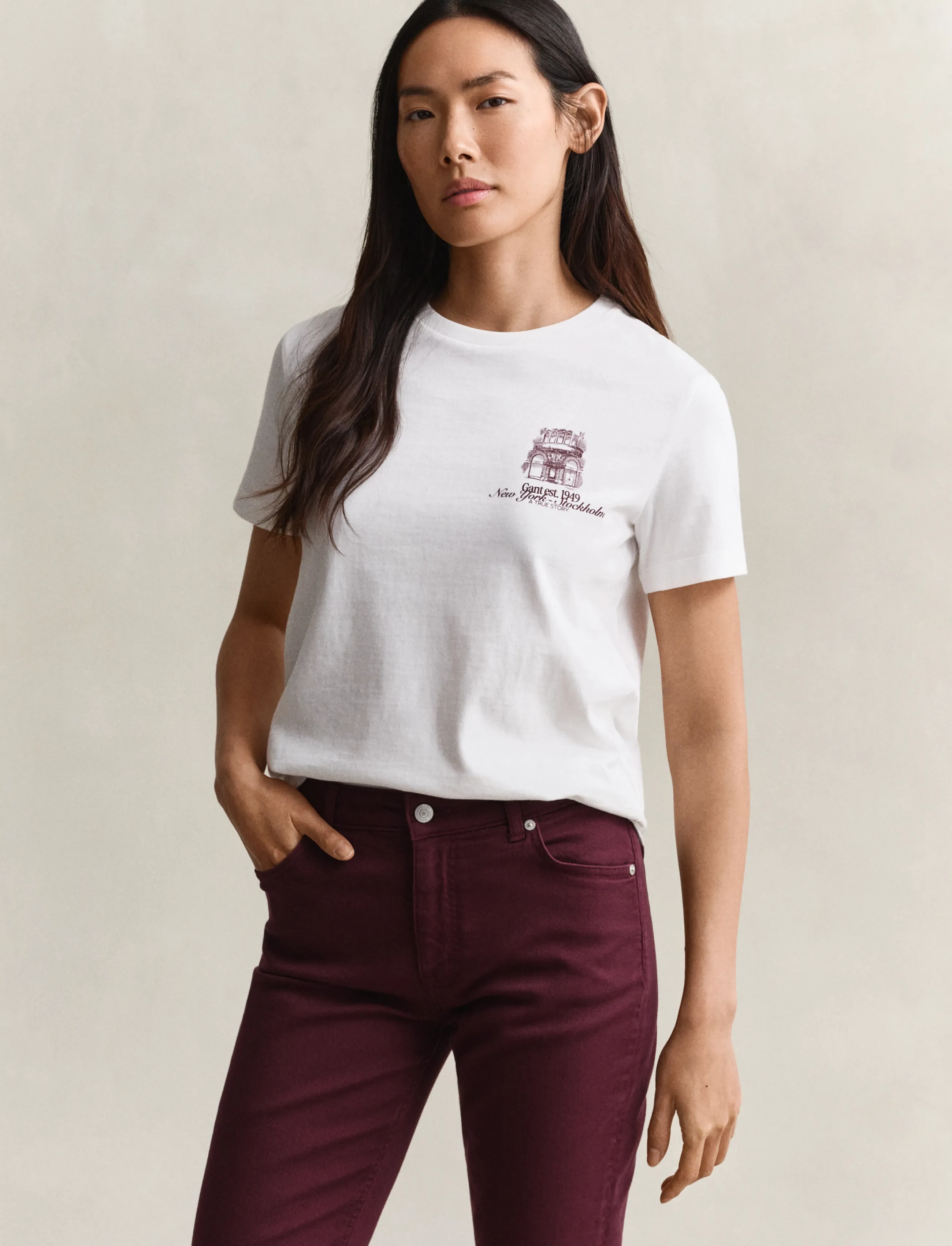Gant - REG GRAPHIC SS T-SHIRT - t-shirts - white - 2