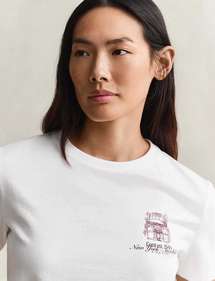 Gant - REG GRAPHIC SS T-SHIRT - t-shirts - white - 4
