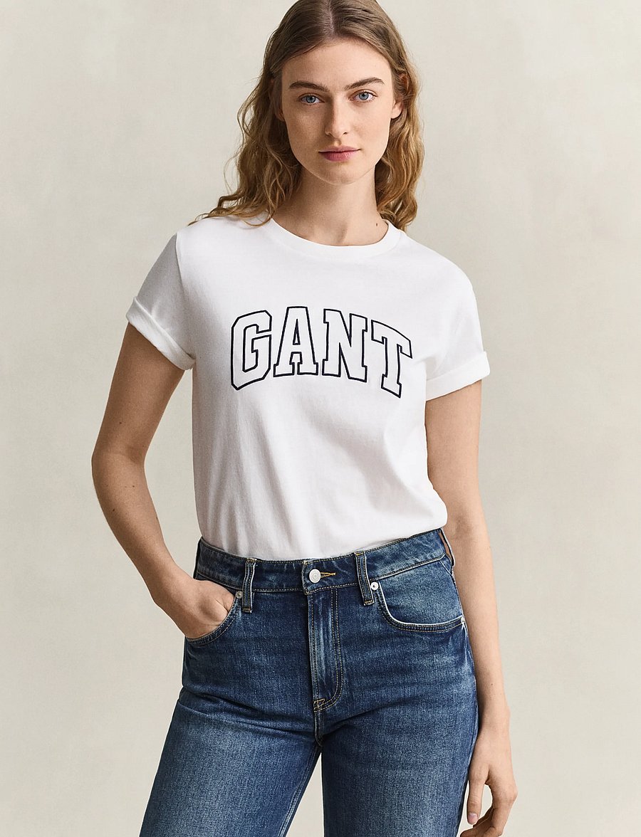 Gant - REG GRAPHIC SS T-SHIRT - t-shirts - eggshell - 0