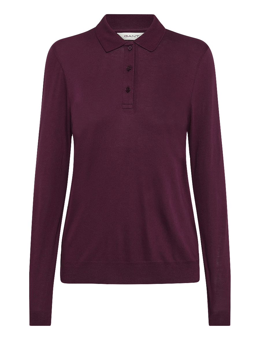 Gant - REG LS SEAMLESS POLO - langärmlige tops - darkened wine - 0