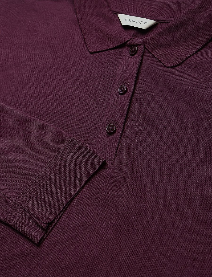 Gant - REG LS SEAMLESS POLO - langärmlige tops - darkened wine - 2