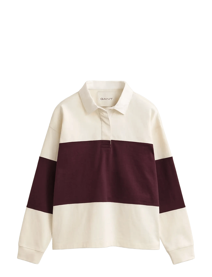 Gant - Colorblocked Heavy Rugger - langärmlige tops - darkened wine - 0