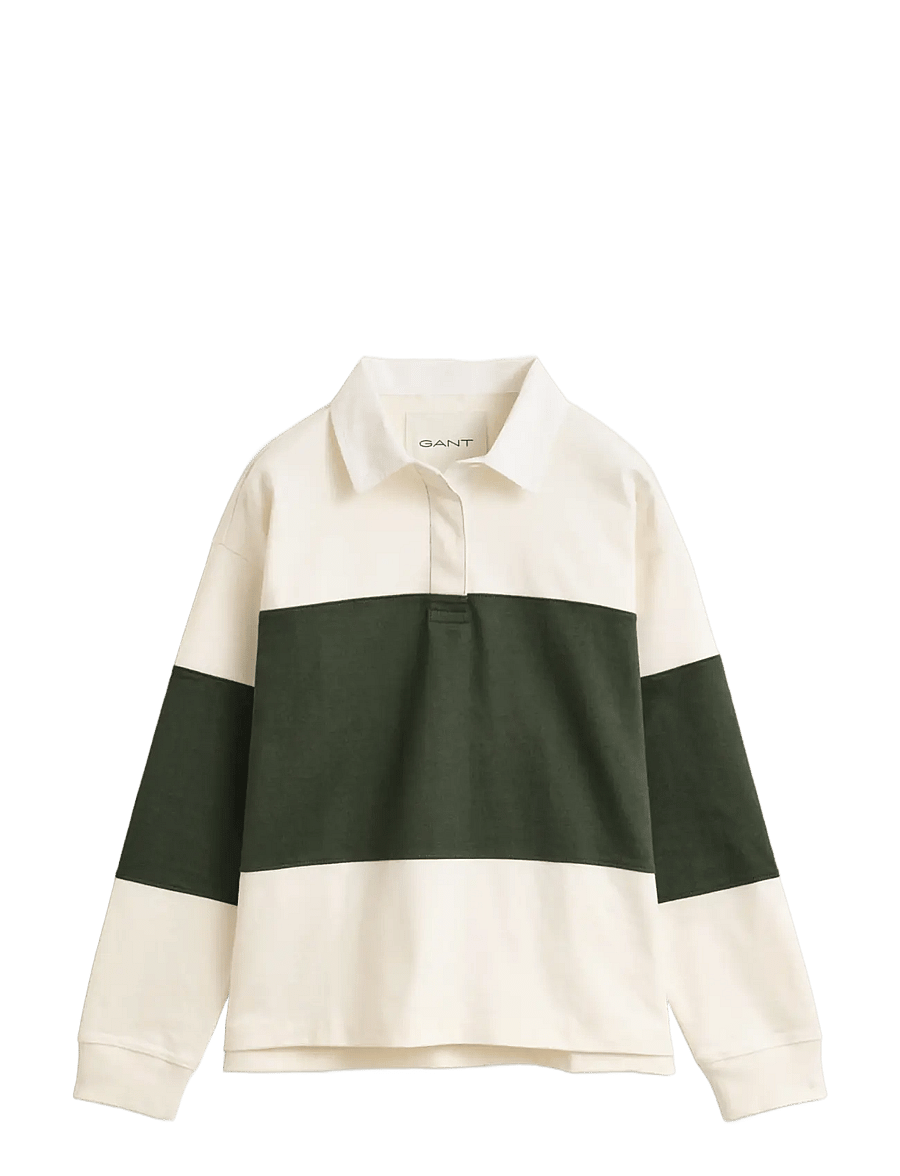 Gant - Colorblocked Heavy Rugger - langerma toppar - mossy green - 0