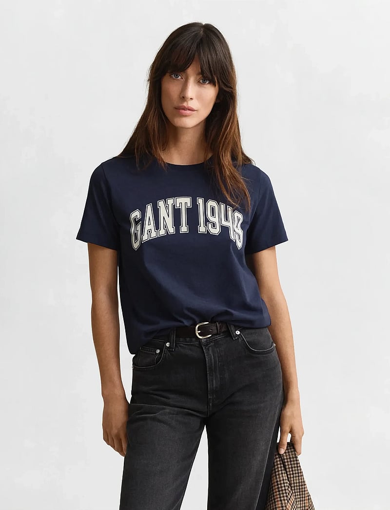 GANT - GRAPHIC SS T-SHIRT - t-shirts - marine - 0