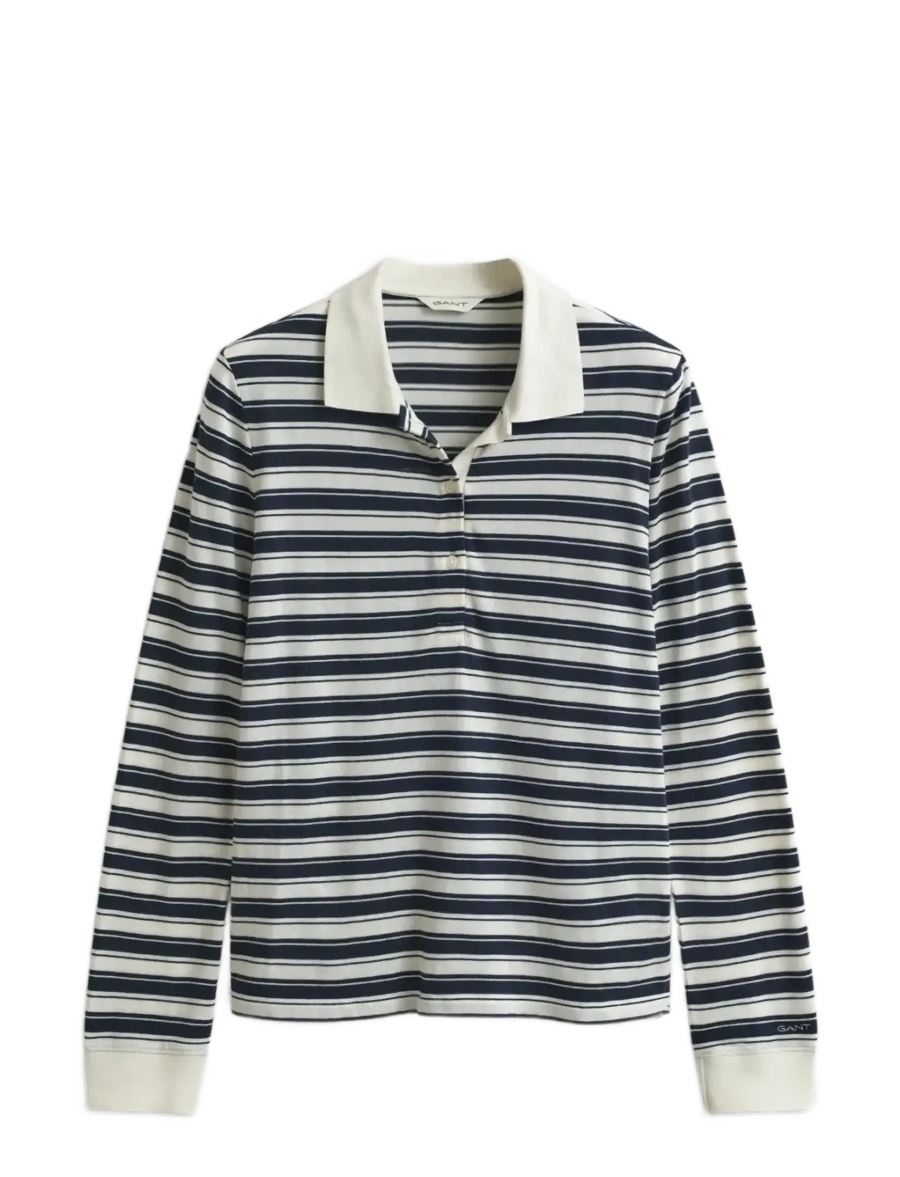 STRIPED LS POLO - CREAM