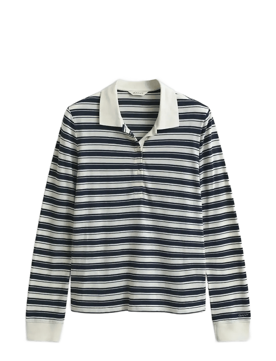 Gant - STRIPED LS POLO - polo shirts - cream - 1