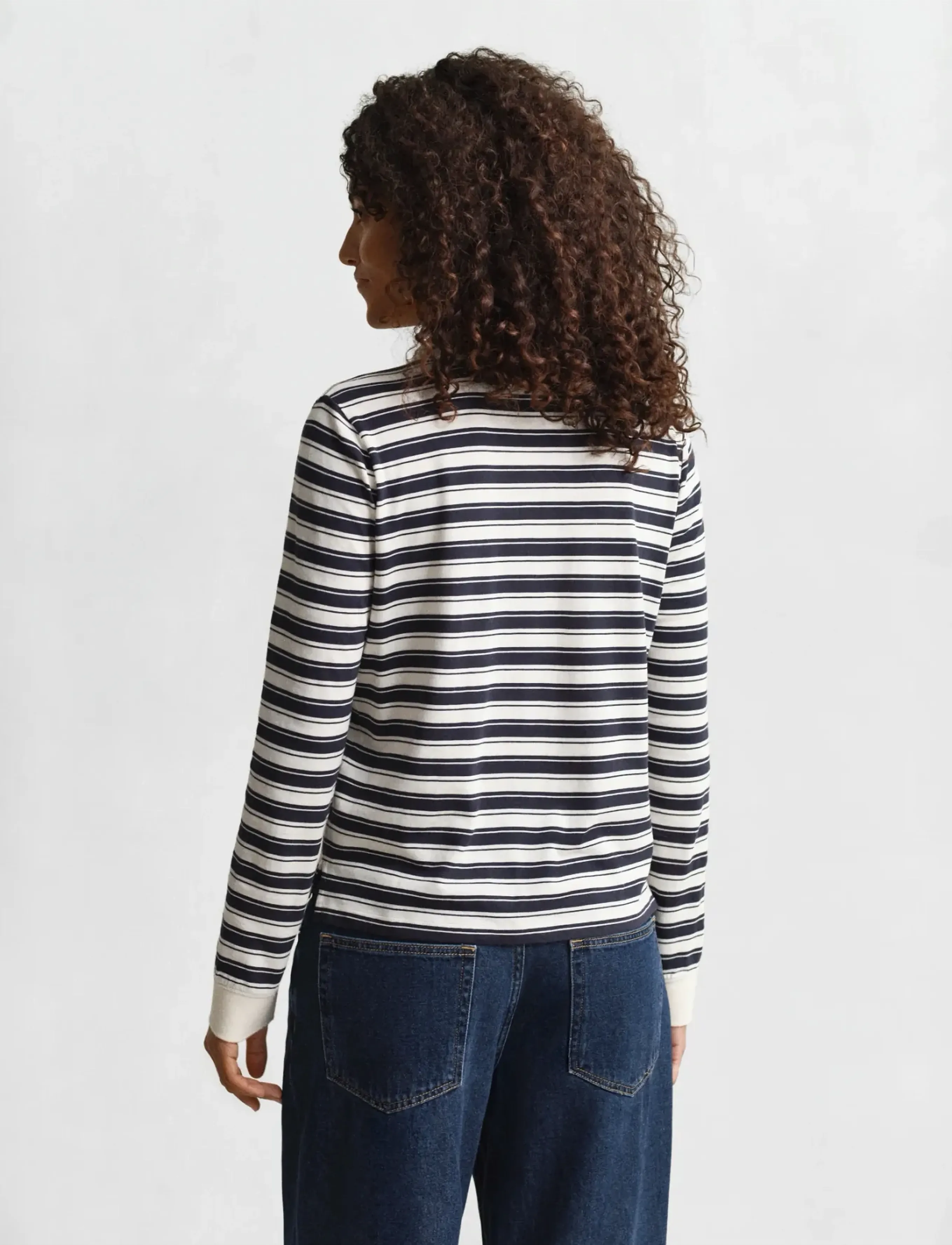 Gant - STRIPED LS POLO - polo krekli - cream - 2