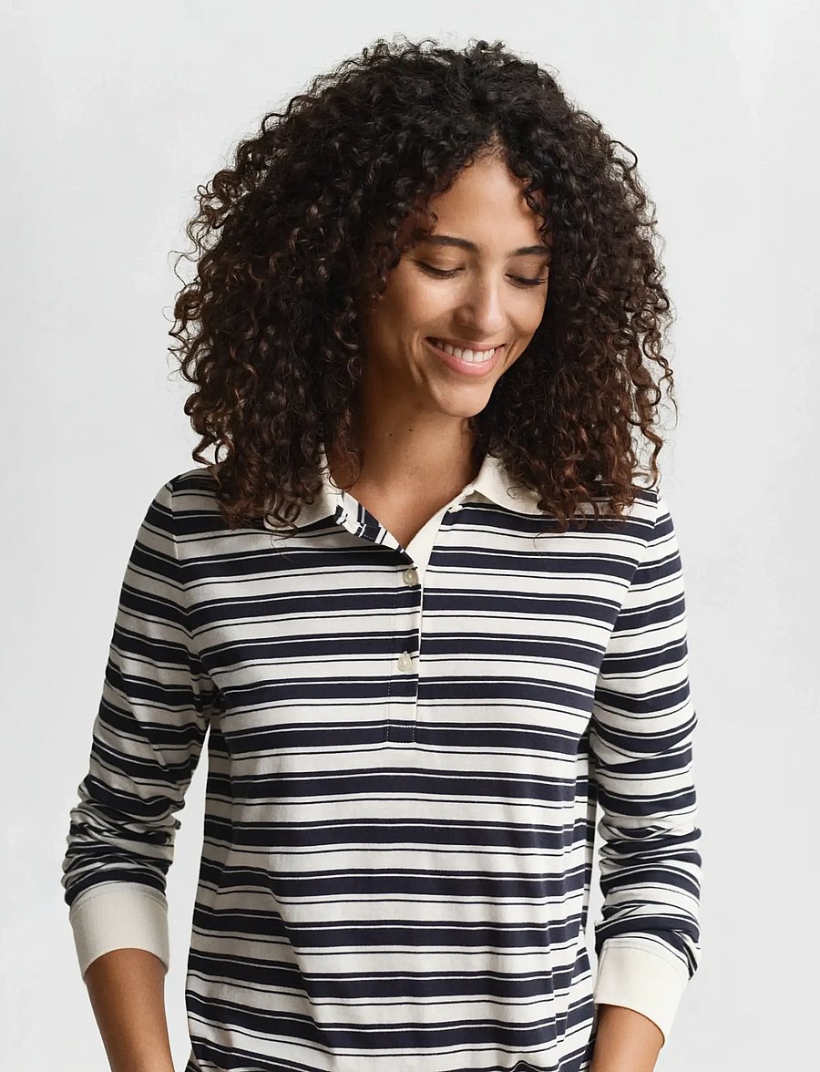 Gant - STRIPED LS POLO - polo shirts - cream - 3