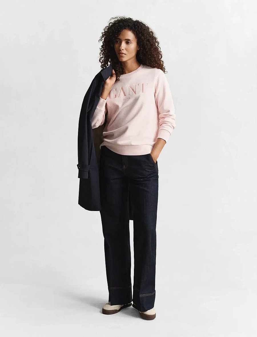 Gant - TONAL GRAPHIC C-NECK SWEAT - fashion trends - apricot pink - 4
