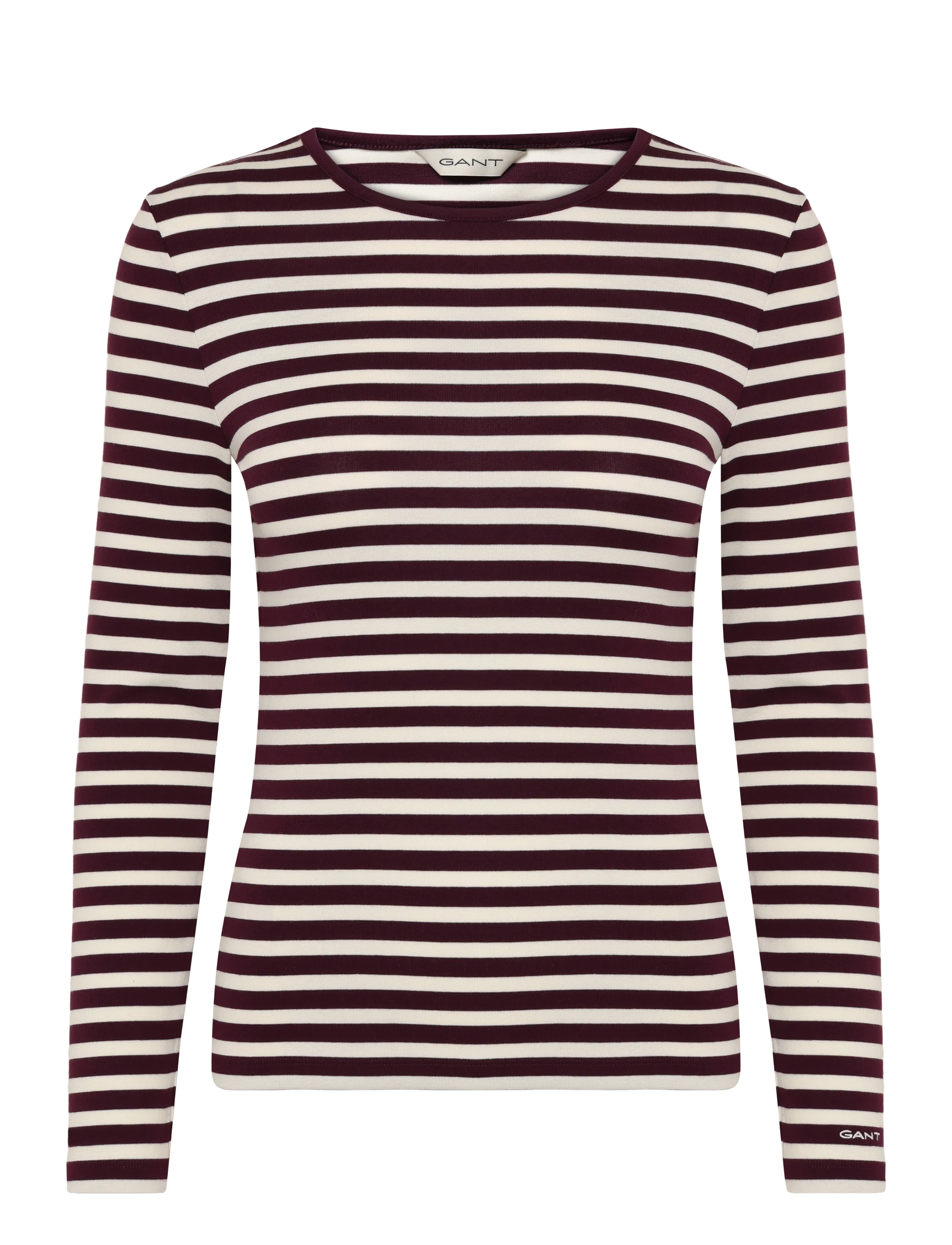 Gant SLIM STRIPED LS T-SHIRT - Kleidung - DARKENED WINE / burgundy