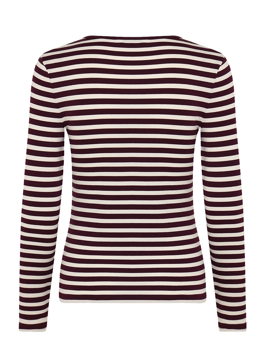Gant - SLIM STRIPED LS T-SHIRT - långärmade toppar - darkened wine - 2