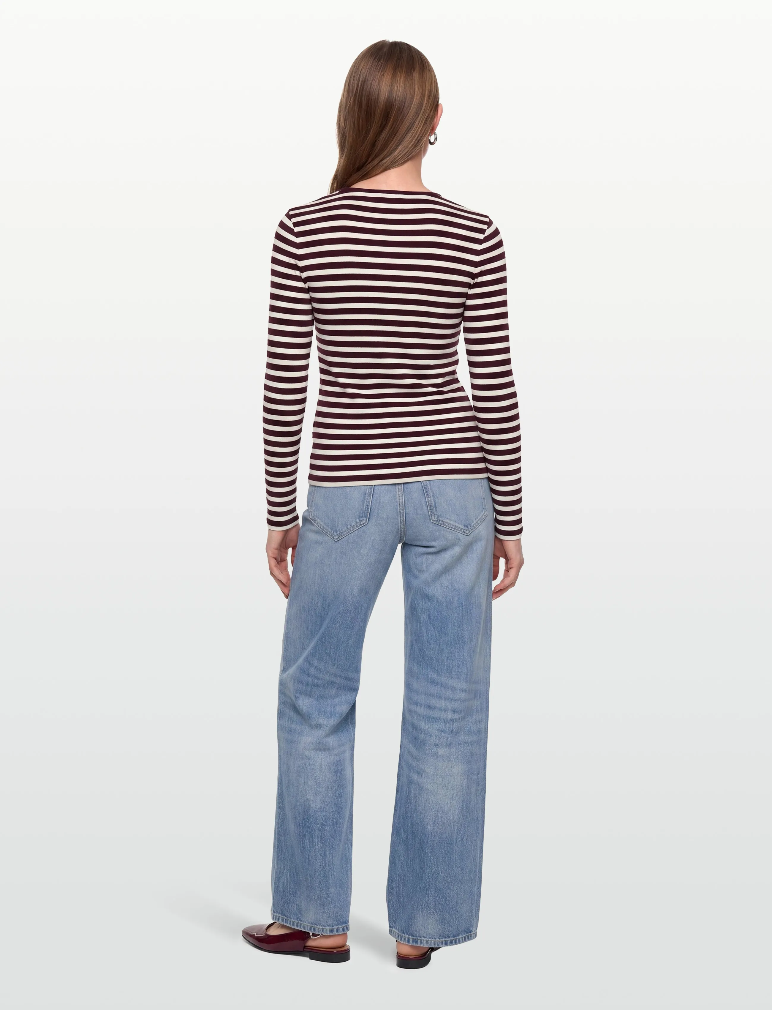 Gant - SLIM STRIPED LS T-SHIRT - pikkade varrukatega topid - darkened wine - 4
