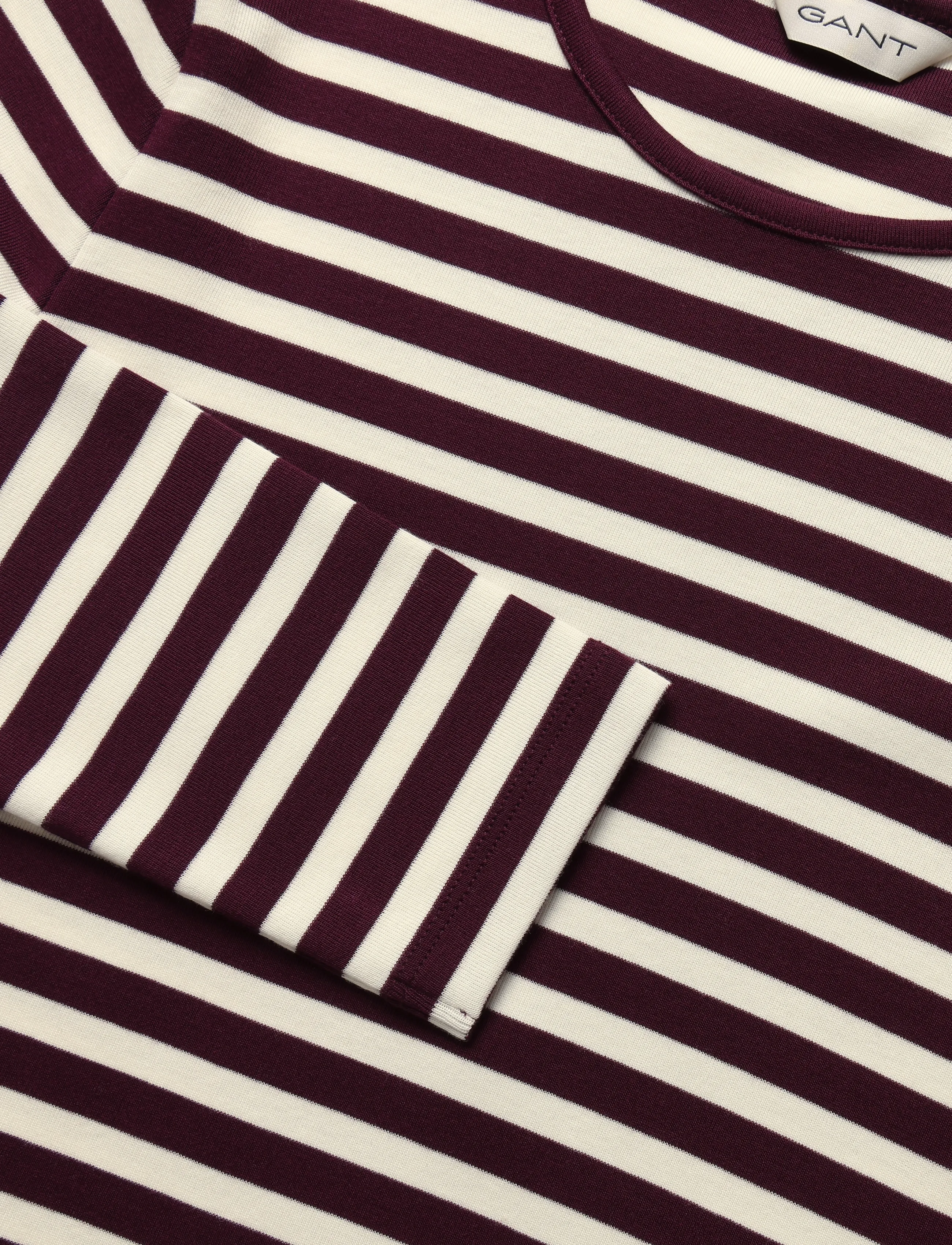 Gant - SLIM STRIPED LS T-SHIRT - langärmlige tops - darkened wine - 2