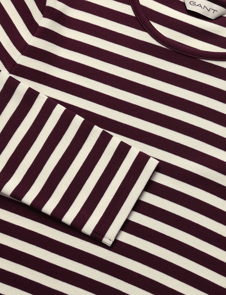 Gant - SLIM STRIPED LS T-SHIRT - långärmade toppar - darkened wine - 5