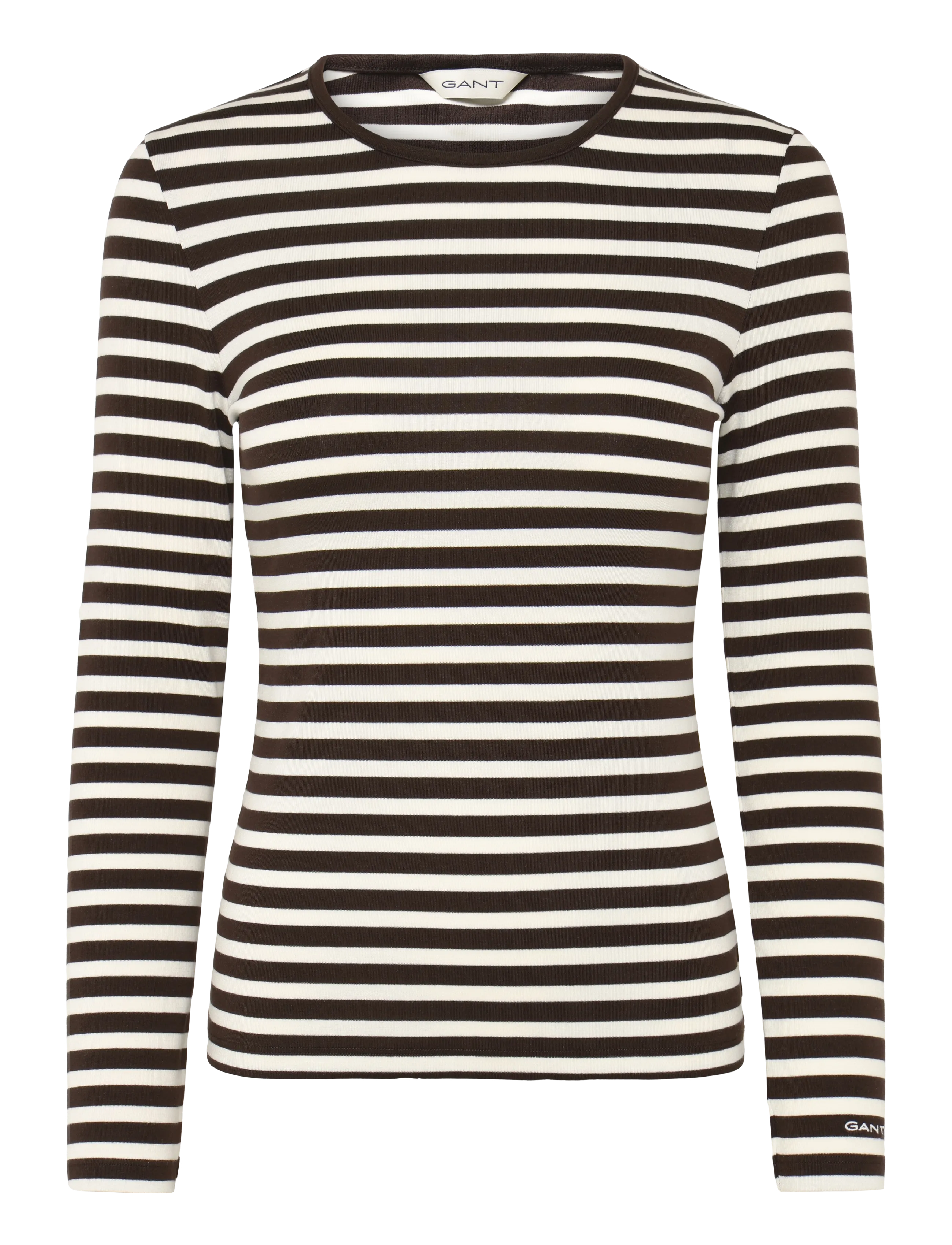 Gant SLIM STRIPED LS T-SHIRT - Gant - DEEP BROWN / black