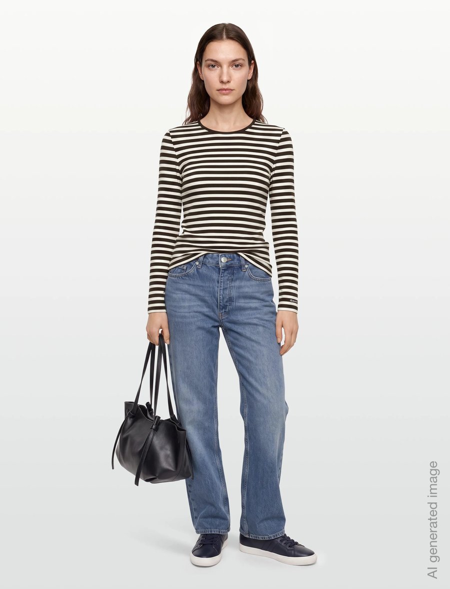 Gant - SLIM STRIPED LS T-SHIRT - pitkähihaiset paidat - deep brown - 0