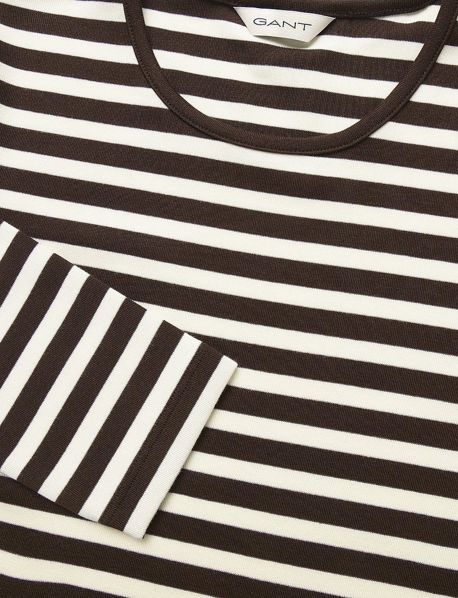 Gant - SLIM STRIPED LS T-SHIRT - pitkähihaiset paidat - deep brown - 5