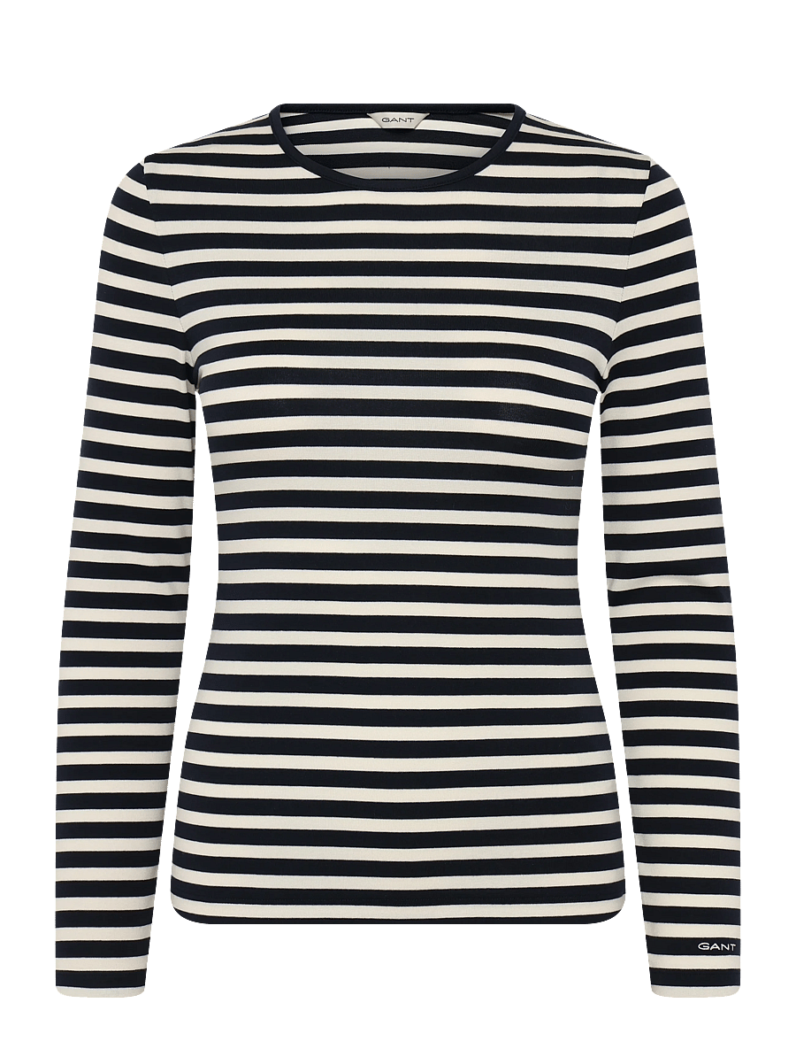 Gant - SLIM STRIPED LS T-SHIRT - long-sleeved tops - evening blue - 1