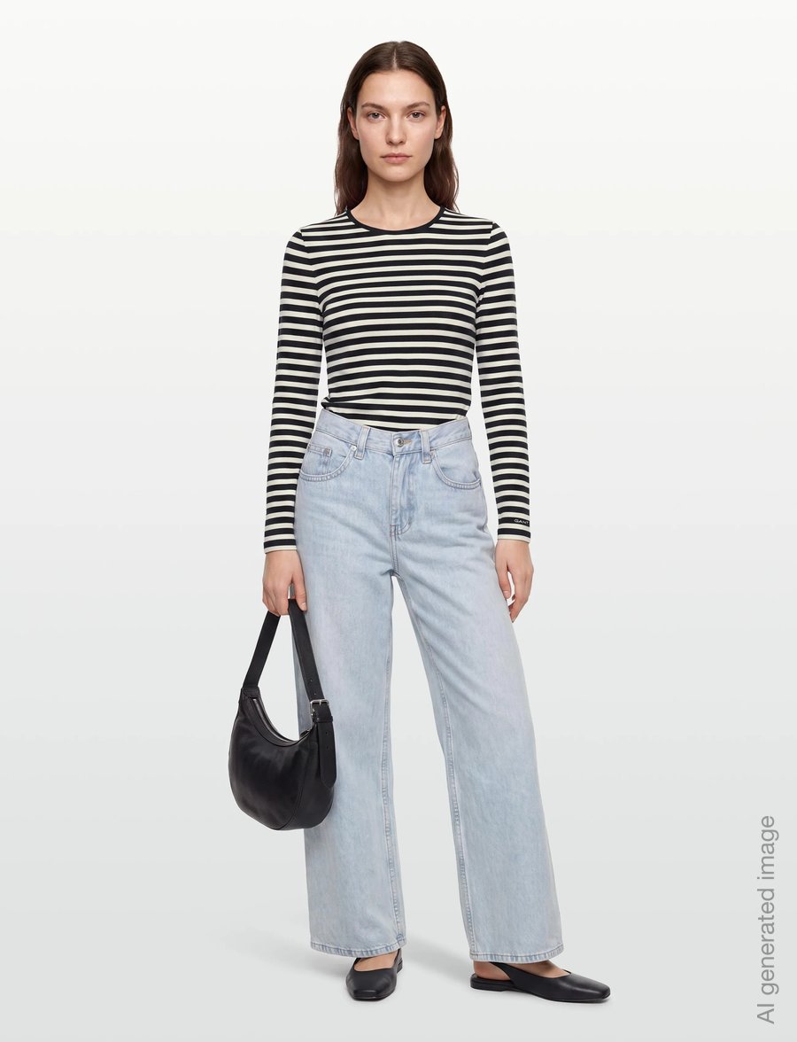 Gant - SLIM STRIPED LS T-SHIRT - long-sleeved tops - evening blue - 0