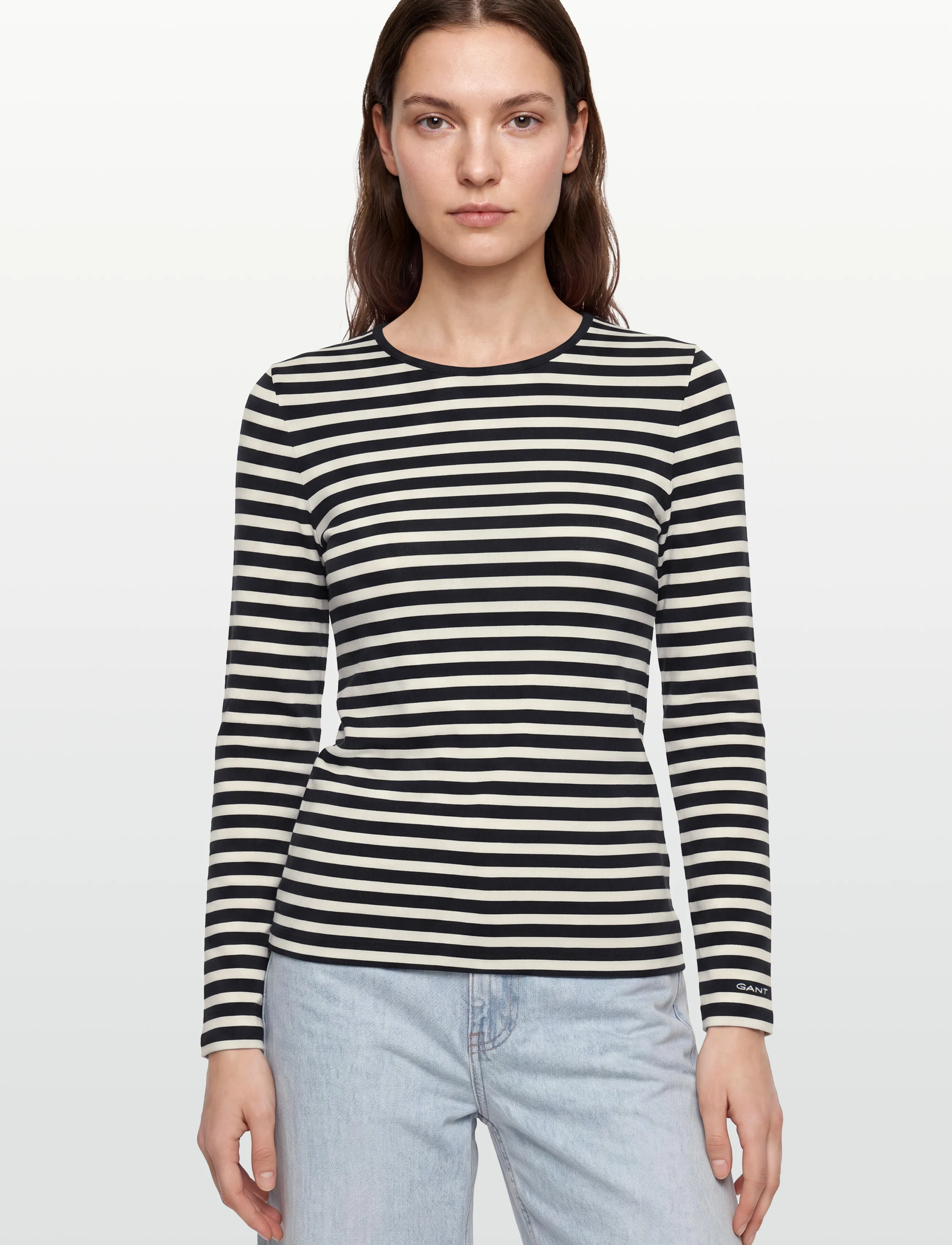 Gant - SLIM STRIPED LS T-SHIRT - langärmlige tops - evening blue - 3