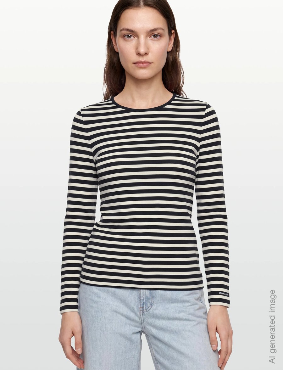 Gant - SLIM STRIPED LS T-SHIRT - long-sleeved tops - evening blue - 3