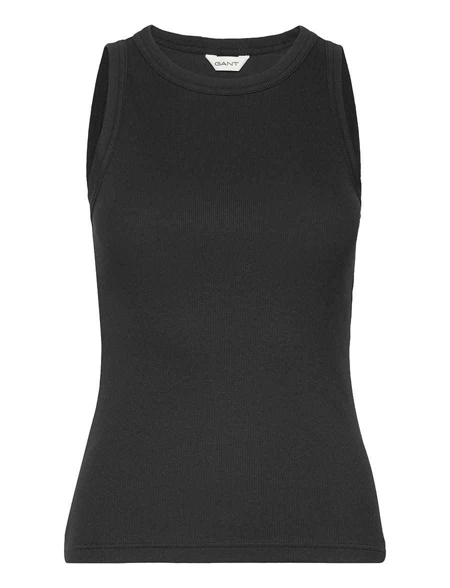 Gant - HIGH NECK RIB TANK TOP - sleeveless tops - black - 1