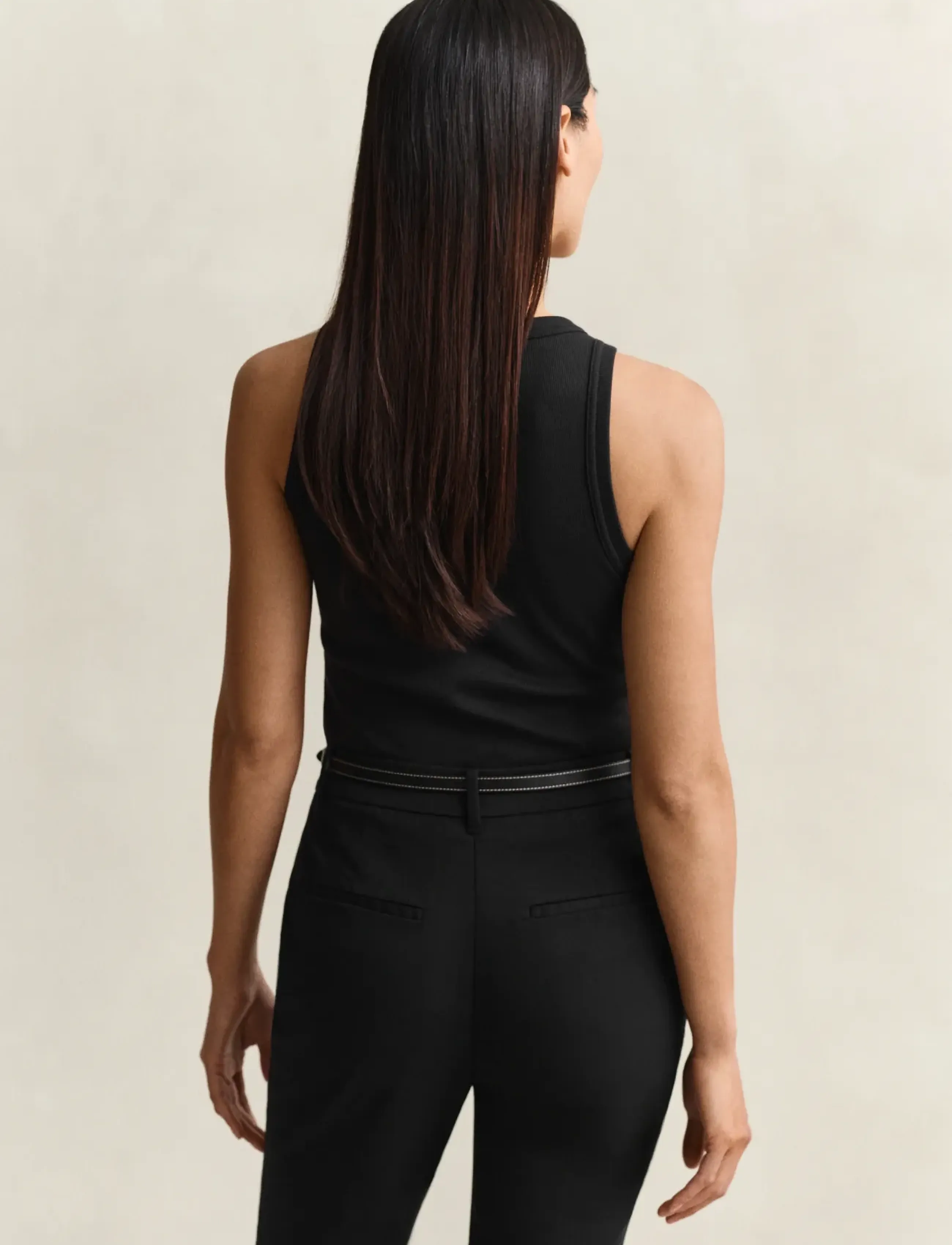 Gant - HIGH NECK RIB TANK TOP - sleeveless tops - black - 3