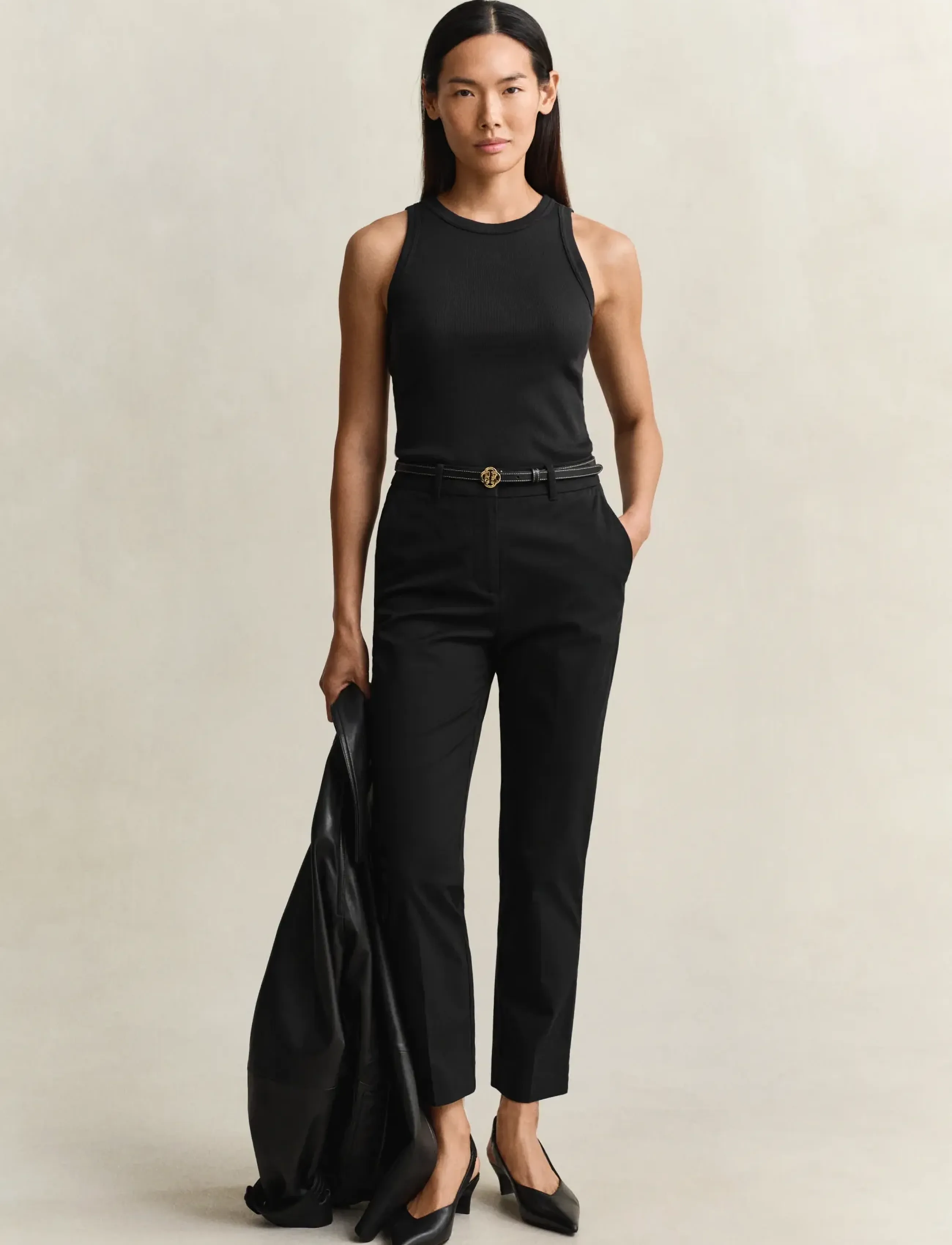 Gant - HIGH NECK RIB TANK TOP - ermeløse topper - black - 5