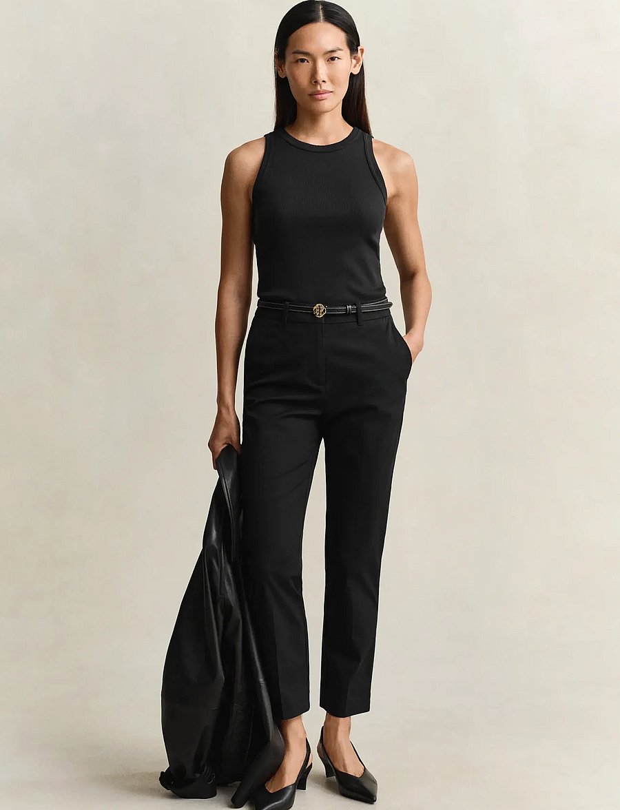 Gant - HIGH NECK RIB TANK TOP - sleeveless tops - black - 5